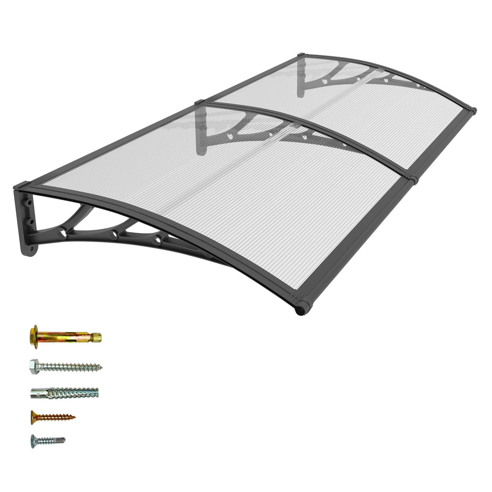 JYJNHOME vista frontal del toldo 40x80 protegiendo la entrada