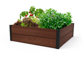 Keter vista frontal de la jardinera Maple mostrando aspecto madera y beneficio estético