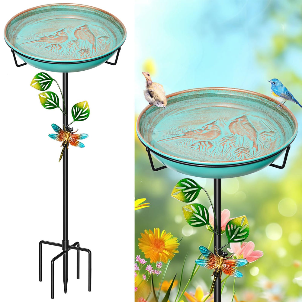 KHayRovies frontal de la fuente para pájaros mostrando diseño retro y función decorativa