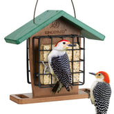 Kingsyard comedero doble frontal mostrando diseño y dos jaulas, ideal para observar aves