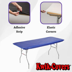 Kwik-Covers closeup de tira adhesiva mostrando su sujeción adicional