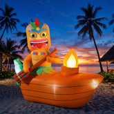 Lewondr tiki en bote vista frontal atractivo visual festivo
