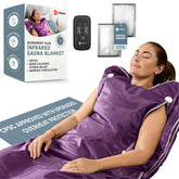 LifePro manta sauna frontal mostrando diseño y cierre, facilidad de uso