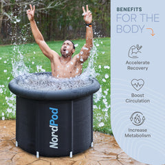 LifePro deportista sentado inmerso en NordPod recuperando comodidad
