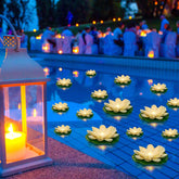 Liliful paquete frontal mostrando 24 faroles loto para decorar piscinas