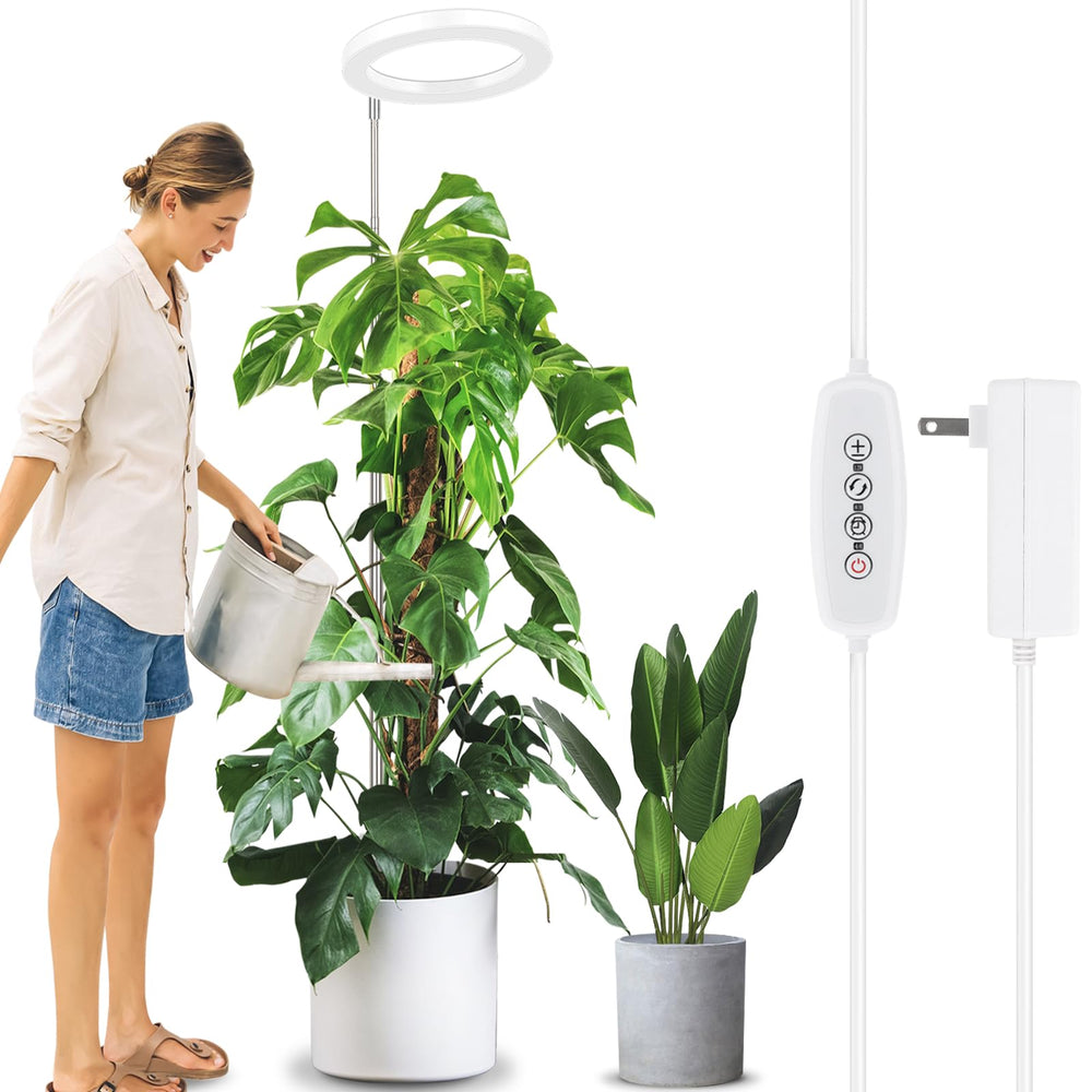 LORDEM vista frontal de la lámpara de cultivo mostrando el aro y diseño estable, mejora la iluminación