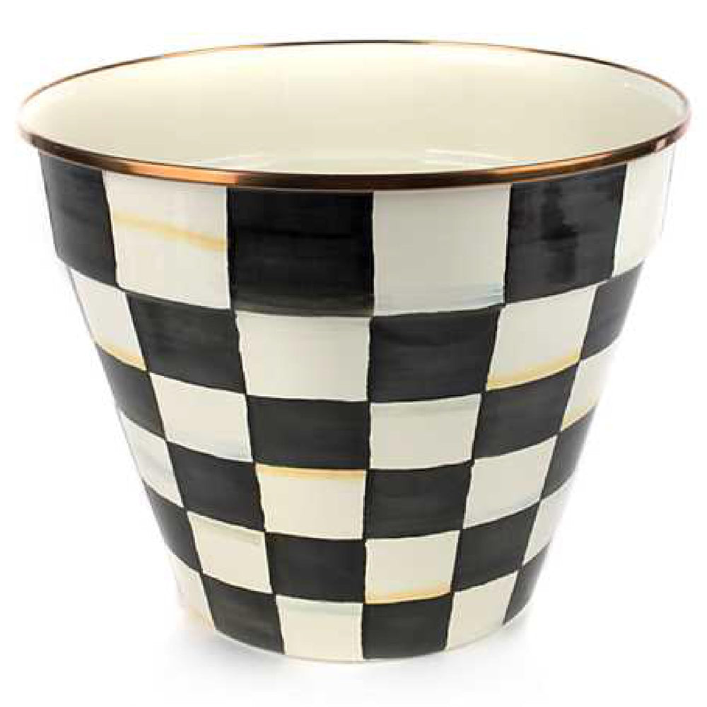 MacKenzie-Childs maceta frontal Courtly Check, elegante presencia decorativa