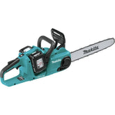 Makita XCU04PT vista frontal con barra 16" mostrando potencia y maniobrabilidad