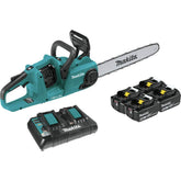 Makita XCU04PT1 vista frontal con barra de 16 pulgadas mostrando potencia