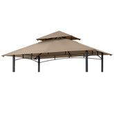 MASTERCANOPY vista frontal del toldo beige mostrando cobertura completa