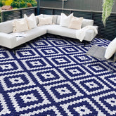 Alfombra Mattitude frente 8'x10' azul mostrando patrón y color duradero