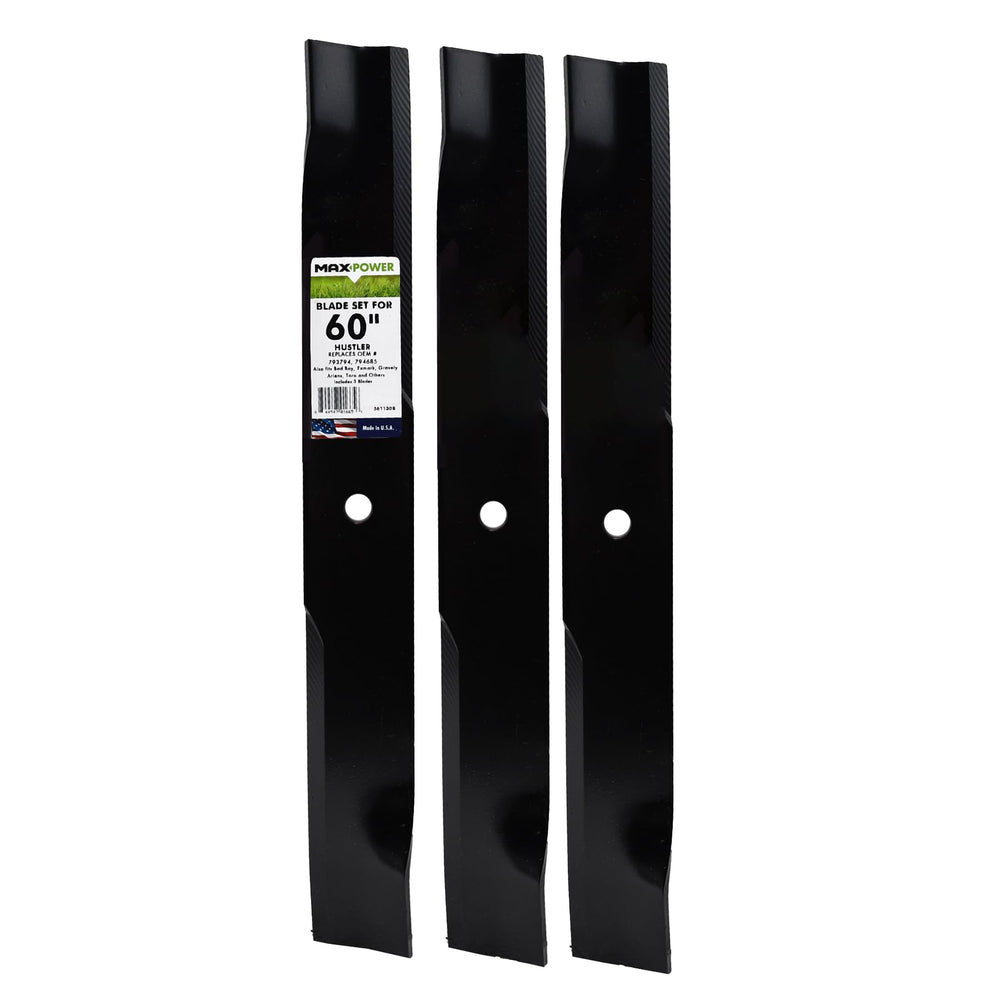 MaxPower vista frontal del paquete mostrando las tres cuchillas y compatibilidad