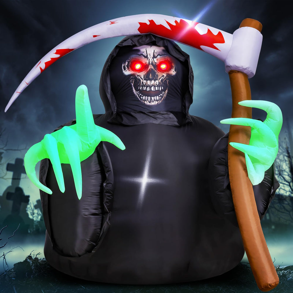 MGparty Grim Reaper frontal mostrando figura inflable y su impacto visual