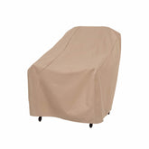Modern Leisure funda frontal en khaki protegiendo silla de patio y manteniendo limpieza
