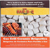Mr. Bar-B-Q paquete frontal de 60 briquetas cerámicas mostrando cantidad y formato, facilita reemplazo