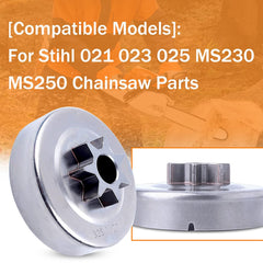 Mtanlo primer plano del tambor .325"-7T mostrando dientes para engrane preciso