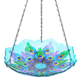 MUMTOP vista frontal del baño de vidrio con diseño pavo real, atrae aves