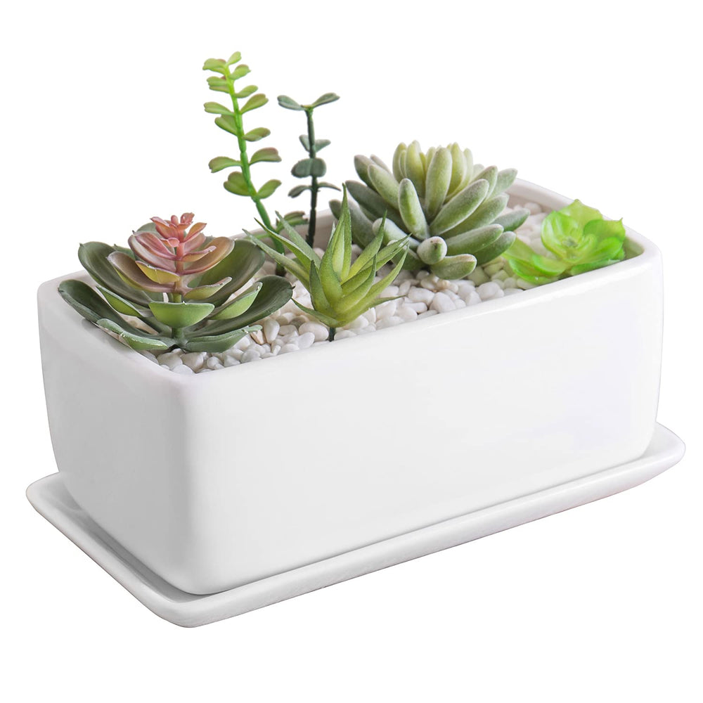 MyGift maceta frontal blanca minimalista, aspecto limpio y moderno