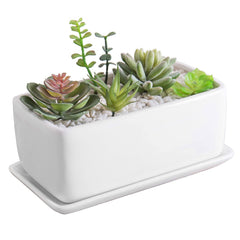 MyGift maceta frontal blanca minimalista, aspecto limpio y moderno