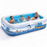 Nattork vista frontal de la piscina inflable familiar mostrando espacio y capacidad