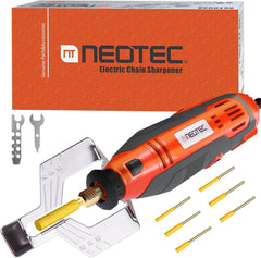 NEO-TEC afilador frontal mostrando diseño compacto y puerto de montaje, mejora productividad