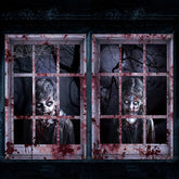 Newwiee cortina frontal en ventana mostrando silueta terrorífica y gran impacto visual