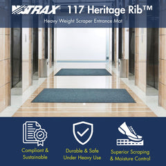 Notrax Heritage Rib textura de costillas en primer plano para máxima retención de suciedad