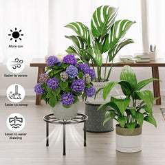 NQW soportes en uso en salón elevando plantas y optimizando luz