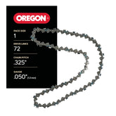 Oregon cadena frontal 18" mostrando corte preciso y ajuste universal