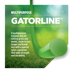 Oregon Gatorline en uso con desbrozadora recortando césped eficientemente