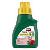 Ortho Rose & Flower Disease Control Concentrate vista frontal mostrando la etiqueta y beneficio de protección prolongada