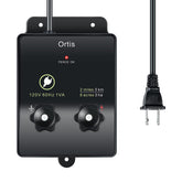 Ortis energizador frente del controlador mostrando diseño y conexiones