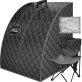 ouluu sauna portátil frontal mostrando diseño compacto y fácil montaje