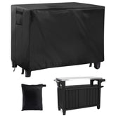 PAMASE funda frontal colocada en mesa Keter Unity XL protegiendo contra lluvia