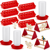 Patelai kit completo frontal mostrando comederos, bebederos y perchas, organización eficiente