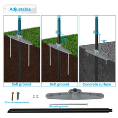 Patio poste metálico con base ajustable para fijación segura