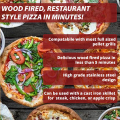 Pellethead cocinando pizza en alta temperatura, beneficio de cocción rápida y dorado uniforme