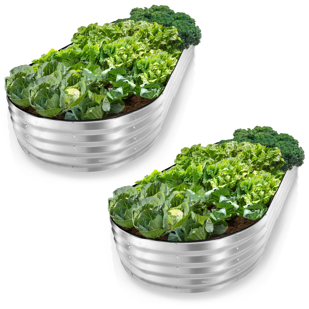 Plant & Plot vista frontal del pack de 2 camas elevadas listos para cultivo y ahorro de espacio