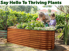 Plant & Plot cama con hortalizas creciendo, optimiza espacio y drenaje