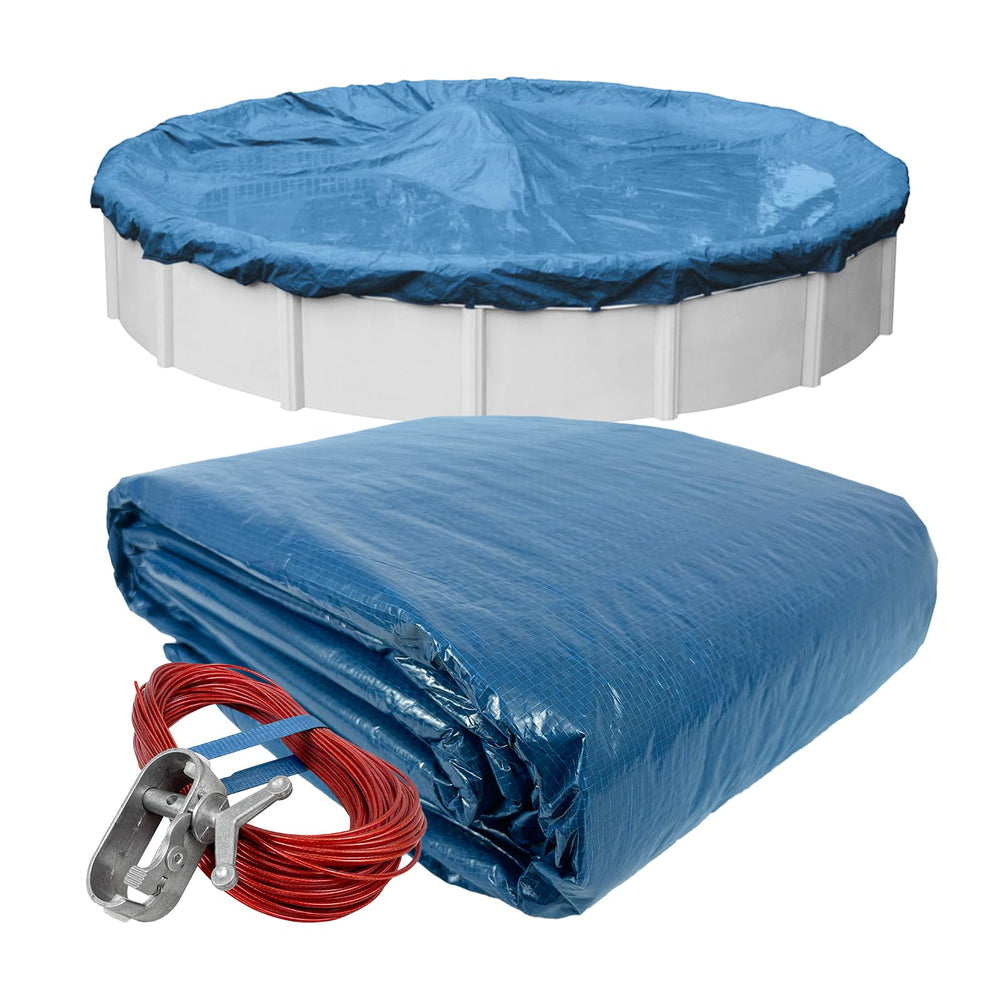 Pool Mate vista frontal del cobertor mostrando ajuste y solapa, protección segura