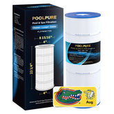 POOLPURE cartucho frontal mostrando forma y dimensiones, mejor ajuste