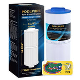 POOLPURE filtro vista frontal que muestra forma y tamaño, mejora mantenimiento