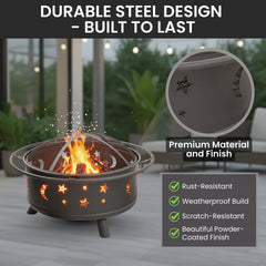Pure Garden cuenco y rejilla para leña que facilitan ventilación y limpieza