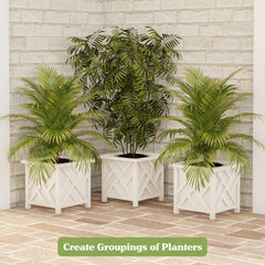 Pure Garden jardinera colocada en porche con plantas, realza la entrada y bienvenida