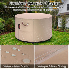 QH.HOME funda instalada en fogón de jardín protegiendo contra lluvia
