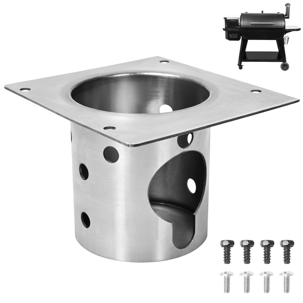 QuliMetal cuba frontal mostrando ajuste compatible con Pit Boss y montaje sencillo