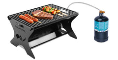 QuliMetal vista frontal de la parrilla portátil, compacta y lista para cocinar