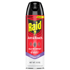 Raid aerosol frente mostrando etiqueta y beneficio acción residual
