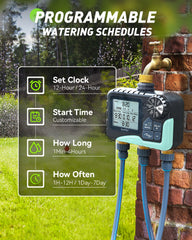 RAINPOINT instalado en un grifo de jardín, facilita riego automático por zonas