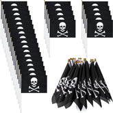 Remerry bandera pirata frontal mostrando diseño Jolly Roger y contraste visible